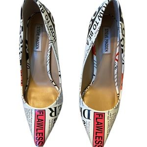 Almost New Steve Madden Newspaper Print Stiletto Pumps
